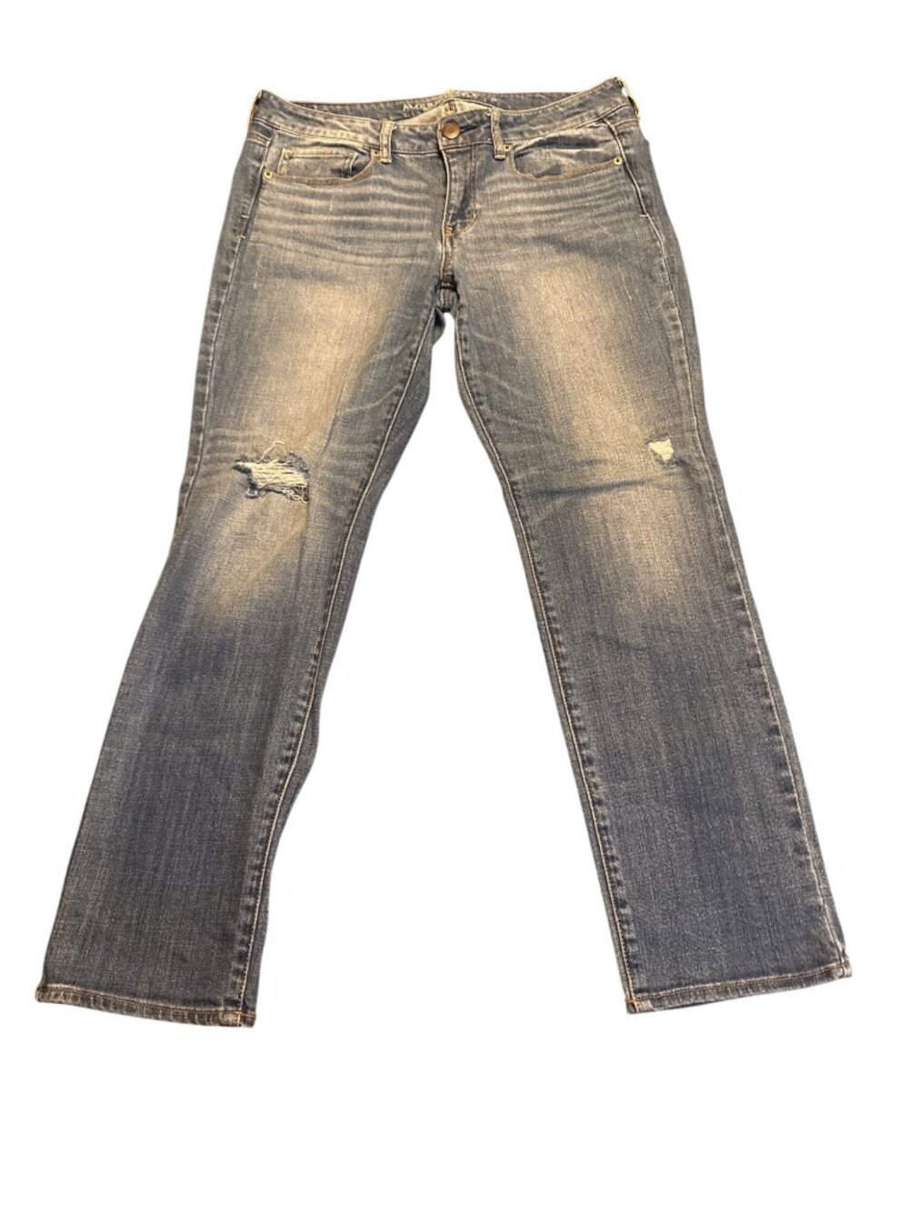 American Eagle Womens Skinny Stretch Jeans Size 12 Distressed Medium Wash Casual - Picture 2 of 7
